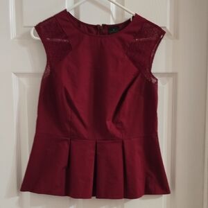 Sleeveless Burgundy Peplum Top